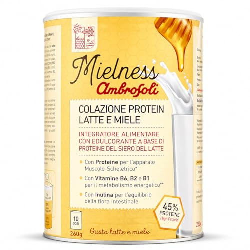 Ambrosoli Colazione Protein Latte e Miele, Mix Proteico per Shake 260 g