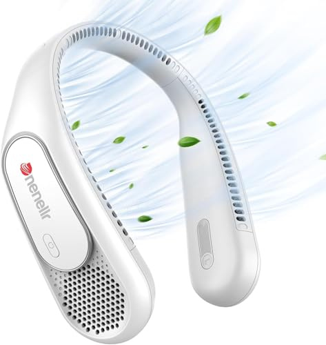 Dnenellr Ventilateur de Cou, Ventilateur Portable Mains Libres Sans Pale, Ventilateur Personnel Portable Fonctionnant Avec Une Batterie de 6000mAh, Ventilateur USB, 3 Vitesses