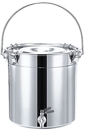 FUYAO Stock Pot,Stainless Steel Soup Bucket/Sealed Bucket/Transportation Bucket, Wine Tank With Tap, For Water Milk Tea Milk Storage Bucket