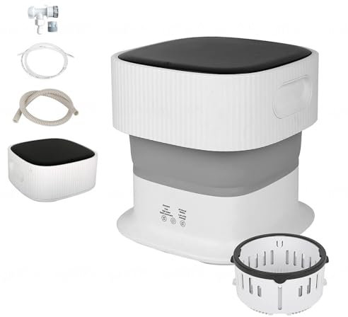 HAZARA Lavatrice Portatile, 9L Lavatrice Pieghevole Portatile con 350RPM Centrifuga a Secco ， Lavatrice da Campeggio per Biancheria Intima,Calzini,Viaggiare,Campeggio