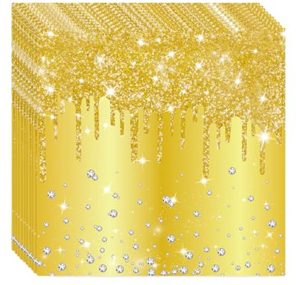 20 Pièces Serviettes en Papier Jetables,Brillant Doux Serviette Doré Vaisselle Jetable Recyclable Décoration de Table Restauration Dîner,pour Fournitures Fête de Anniversaire Mariage Noël