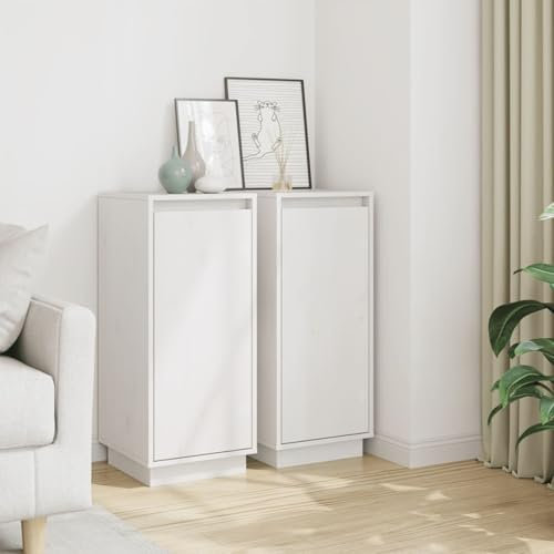 Xichuzi Sideboards 2 STK. Weiß 31,5x34x75 cm Massivholz Kiefer, Kommode Schlafzimmer, Kommoden & Sideboards, Wohnzimmerschrank, Flur Kommode, Zimmer Möbel - 813353