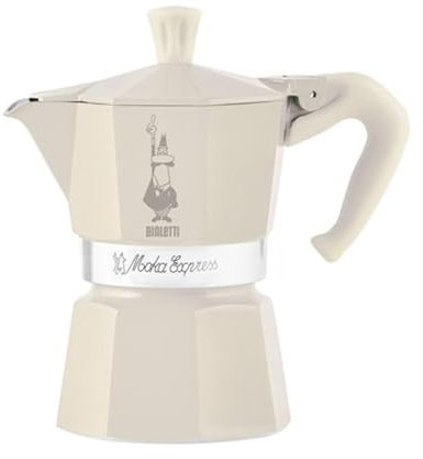 Bialetti Cafetera Moka de 3 tazas, colección Winter Wonderland, color crema