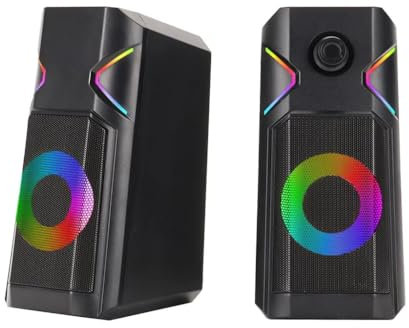 AYCDL Computer Speaker 2.0 Channel Desktop RGB Colorful Light Stereo Satellite Multimedia Desktop Speaker