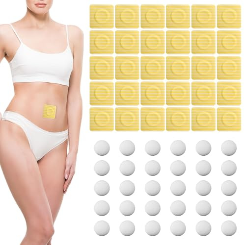 30st Rizinusöl Packung Wrap für Den Bauchnabel, 8x8cm Selbstklebend Rizinusöl Pads und Nabelbruch Pflaster Sehr Saugfähig Organisch Rizinusöl Kompressen (Öl Nicht Im Lieferumfang Enthalten)