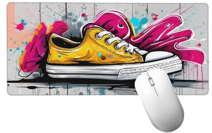 Alfombrilla Ratón Pintada Alfombrilla Ratón XXL Gaming, Alfombrilla Escritorio 1200 x 600 mm, Mouse Pad Zapato Mousepad Antideslizante, Alfombrilla para ratón, Mejora la Precisión y la Velocidad H-906