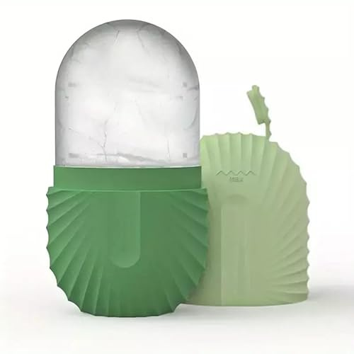 Ice Cube Silicone Massager-Face Ice Roller Mold-Reusable Facial Care Beauty Tool (Green)