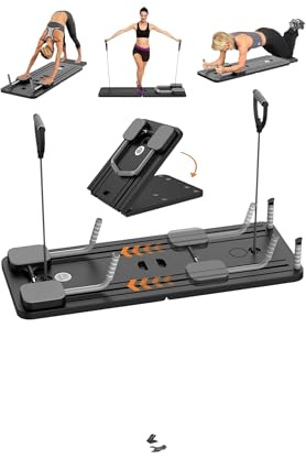 Appareil Pilates Réformateur 5-en-1 avec Compteur LED – Rouleau à Rebond Automatique et Planche d’Exercice Multifonction pour Entraînement à Domicile (Noir)