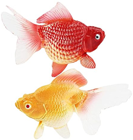 2 Stück Realistisch Fische Künstliche Schwimmende Fische Weiche Gummi Goldfische Spielzeuge Natürlicher Bewegung Kleine Gefälschte Fische Ornament Für Katzenspielzeug Aquarium Dekoration Party