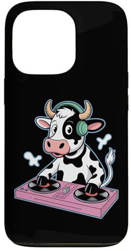 Dj Vaca Con Auriculares Tocadiscos Música Carcasa para iPhone 13 Pro