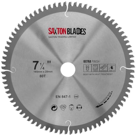 Saxton TCT Negative Rake/Hook Circular Blade 185mm x 80T x 20mm Bore