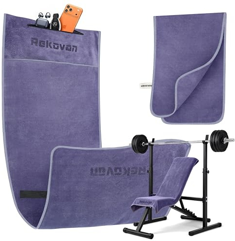 Fitness Handtuch Set - Groß 135×50 cm mit Reißverschlusstasche & 100×30 cm Sporthandtuch - Hochwertige Mikrofasern, Schnelltrocknend & Sanft - Inkl. Wäschesack - Für Fitnessstudio, Gym, Training, Yoga