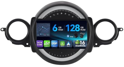 MSD 6G+128G Octa-Core - 9 Pulgada Autoradio Pour BMW Mini Cooper R55 R56 (2007-2013) | Android 15 GPS Navi Radio | CarPlay Android Auto Dab 4G Dual-Band WLAN Volante DSP | Cámara Mic | 2 DIN
