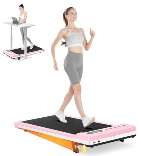 HomeFitnessCode Walking Pad Laufband mit Neigung - Laufpad für Zuhause Steigung Walkpad Untertisch Elektrisch 1-8 KMH Walking Band, Rosa+Weiß