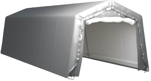 Emmtore Lagerzelt UV-beständig Industriezelt Zelthalle Weidezelt Zelt Zeltgarage Foliengarage Unterstand Lagerhalle Stahl Grau 300 x 900 cm