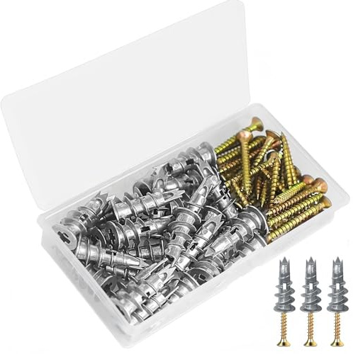 54 Pcs Plasterboard Fixings Heavy Duty,Maslasee Metal Wall Plugs and Screws, Self Drill Drywall Fixings Set, Cavity Raw Plugs, Dry Wall Anchor for Plaster Boards, Composite Boards, Wooden Boards