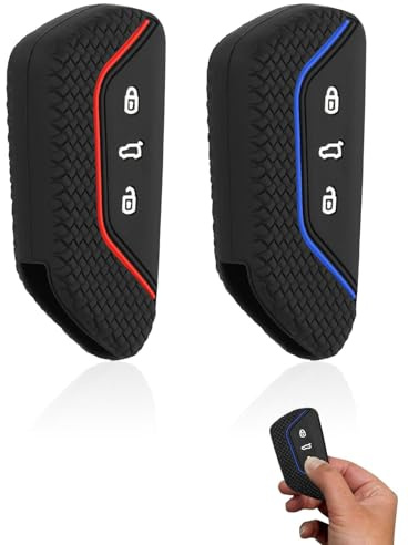 SOVYTH 2 Stück Autoschlüssel Hülle Kompatibel mit VW Golf 8, Skoda, SEAT, Cupra, TPU 3 Tasten Auto Schlüssel Hülle, Schutzhülle Silikon Schlüsselhülle Cover