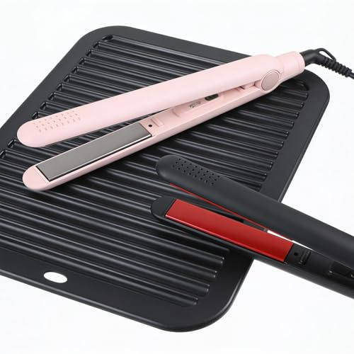 Silikon Hitzeschutzmatte, 30 x 23 cm Hitzebeständige Silikon Matte für Lockenstäbe, Glätteisen und Bügeleisen, Mehrzweck Wärmeisoliermatte für Esstische, Schreibtische, Küchen und Esszimmer