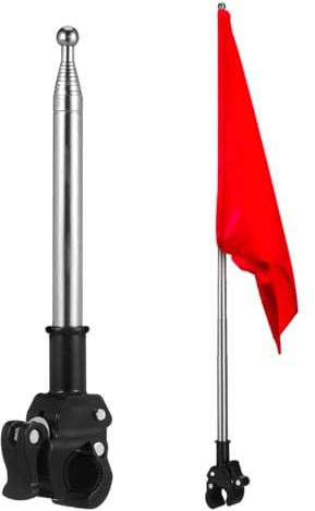 VICASKY Mástil telescópico de 2 banderas telescópicas para motocicleta de 51 pulgadas, ajustable, acero inoxidable, soporte para bicicleta, mástil retráctil, bicicleta, ATV, carrito de golf, silla de