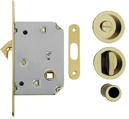 Serratura per Porta Scorrevole – Dorata 331KT – Frontale 160x16 mm – Cassa 100x67x12 mm – Entrata 50 mm – Quadro 8x8 mm