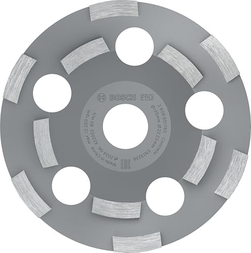 Bosch PRO Abrasive Topfscheibe, 50 x 125 mm, 22,23 mm | für Kalk- und Sandsteine, Ziegelstein, Ø 125 mm, Professional Zubehör Betonschleifer