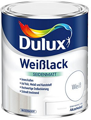 Dulux Weißlack Seidenmatt – Ob seidenmatt oder glänzend: Ihre Oberflächen leuchten in reinweißer Eleganz - Wasserbasiert, Weiß, 375 ml