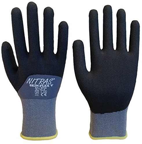 Nitras 8710 Skin-Flex V Strickhandschuh mit schwarzer 3/4 Spezalbeschichtung - VPE 12 Paar, Größe:10 (XL)