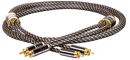 Dynavox Black Line High-End Cinchkabel Stereo, Premium RCA-Kabel mit mehrfacher Abschirmung, hochreines Kupfer, 24k vergoldete Stecker, 1,5 m