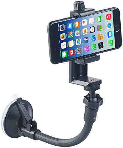 PEARL Saugnapf Stativ: Flexibles Kamera-Stativ mit Saugfuß und Universal-Smartphone-Halterung (Handy Saugnapf, Handystativ, Kfz Handyhalterung)