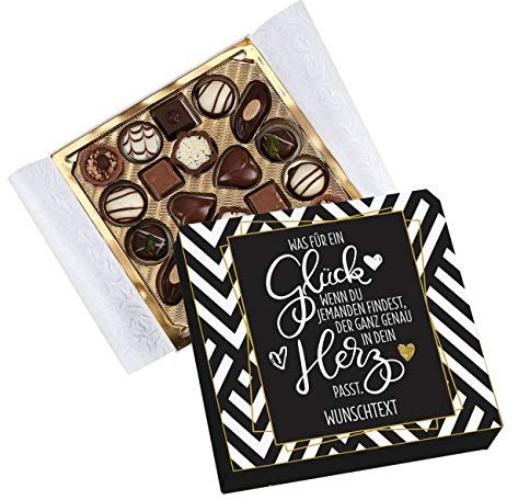 Herz & Heim® Lindt Mini-Pralinés für Verliebte - Was für ein Glück - mit Ihrer Widmung bedruckt
