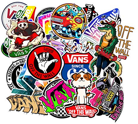 Vans Stickers of 100 Pack, Waterproof Vinyl Sticker Decals for Surfboard Hydro Flask Water Bottle Snowboard Skateboard Car Bumper, Christmas New Year Gift for Kids Teens Boys Girls Teachers Toddlers