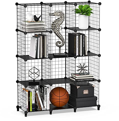 HOMIDEC 12 Cube Wire Cube Storage, Multifunctional DIY Cube Storage Unit | Wardrobe Storage Organiser Storage Unit Bookcase Bookshelf Perfect for Office, Living Room, Kitchen, Bathroom, Black