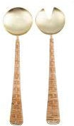 Thirstystone Gold Salad Servers with Rattan Handles
