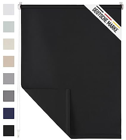 Blumtal Verdunklungsrollo 120 x 155-195 cm - Klemmfix Rollo ohne Bohren - Thermorollo Klemmfix - Fensterrollo Innen für Fenster und Türen - Klemmrollo - Fensterrollo - Sichtschutz Rollo in Schwarz