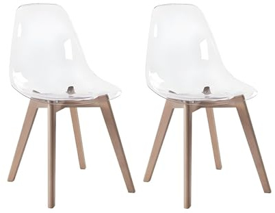 Vente-unique Audra Esszimmerstühle, Polycarbonat, Buche, transparent, 2 Stück