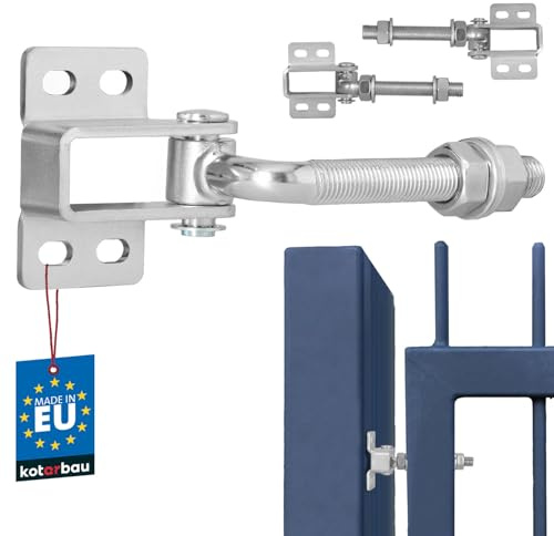 KOTARBAU® 2er Set Einstellbares Torscharnier M16 Gebogen 180 Grad Die Perfekte Lösung für Jede Toranlage Torangel Verzinkt Regulierbar