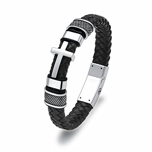 Minicremation Kreuz Einäscherung Urne Armband für Asche Echtes Leder Memorial Asche Schmuck Urne Bangles Medaillon Keepsake Armband für Männer