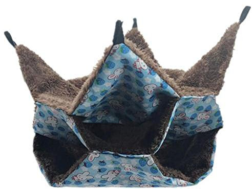 ACSUZ 3layer Warme Hamster Hängematte Für Ratten Nagetier Kleintier Meerschweinchen Frettchen Doppelschicht Plüsch Baumwollnester,Blau