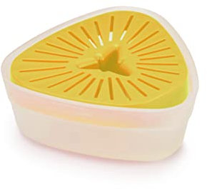 Joseph Joseph Duo Manuelle Zitruspresse mit umkehrbarem Deckel zur kompakten Aufbewahrung, Orangen- und Zitronenpresse, hellgelb