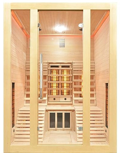 Infrarotkabine Infrarotsauna Oslo für 2 Personen, Mit Farblichttherapie, MP3 Player inkl. Bluetooth, Leselicht, 2 Lautsprecher, 8 Vollspektrumstrahler, 2 Carbon Heizplatten