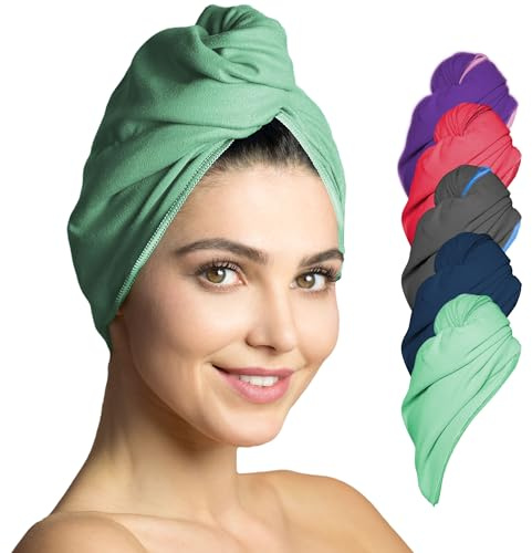 Hårturban mikrofiber - absorberande och snabbtorkande microfiber- speciell turbanhandduk och hårhandduk - 1 styck (turkos)