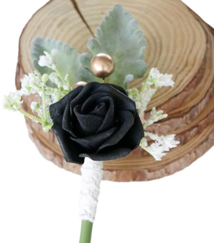 2 Stück Damen Brosche Rose Blume Brosche,Damen Elegante Ansteckblume Brosche,Anstecknadeln für Damen Mädchen Kostüm Zubehör,für Party,Bankett,Hochzeit Dekoration,Braut Bräutigam Hochzeit,Schwarz