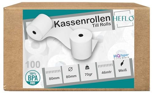 80mm x 80mm 70 gr. High Qquality Kassenrolle Bonrollen Thermorollen Thermokassenrollen 100 Stück