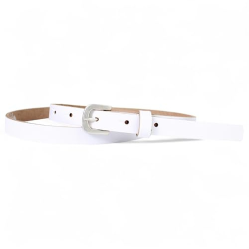 FRONHOFER schmaler Damengürtel Rindsleder 1,3 cm breit antiksilberne Dornschnalle 2,5 x 2,2 cm flach leicht plastikfrei Taillengürtel Made in Germany