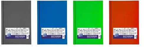Oxford Skizzen-Buch A6 Hardcover mit Fadenheftung gebunden, 192 Seiten, 100g Papier, Zufallsfarbe, 1 Stück