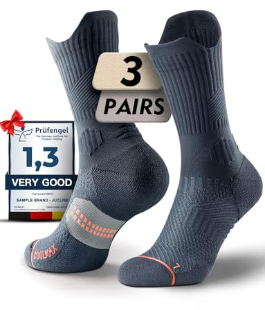 Juclise Chaussettes de Compression en Bambou pour Course, Randonnée, Cyclisme, Entraînement, Coolmax (FR/ES, Numérique, 42, 47, Taille normale, Taille normale, Charbon de bois)
