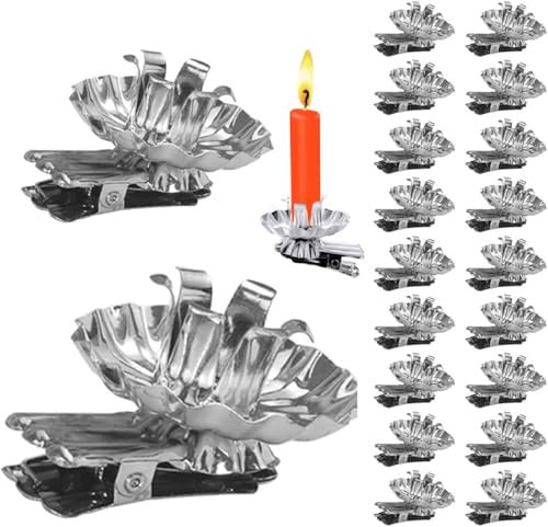 Weihnachtsbaum Baumkerzenhalter, Set von 20，Silberner Weihnachtsbaum Kerzenständer Deko Weihnachten,Geeignet für Weihnachten, Geburtstag,Party