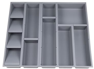 Cofan Organisateur de tiroirs | Convient pour le rangement des couverts et des ustensiles | Couleur : gris | 11 compartiments | Dimensions : 50 x 45 x 6,5 cm
