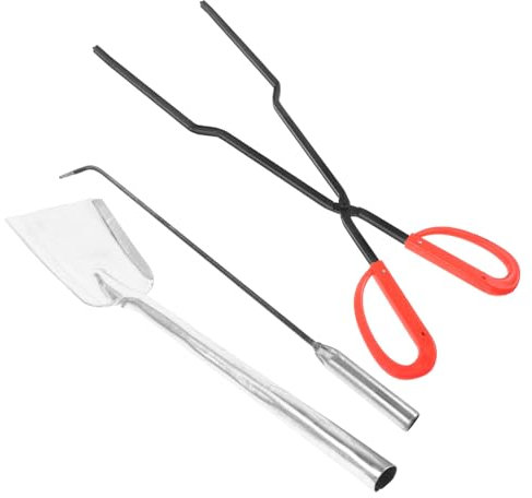 Cabilock Juego De Pala Pequeña Para Chimenea Pinzas y Atizador De Hierro Fundido Reforzado, Mango Largo, Para Hogar, Herramientas Para Cocinar y Manejar Cenizas