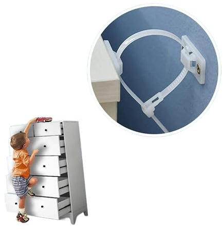 Möbelgurte (2 Stück) Baby Proofing Anti Kipp-Möbelanker-Set, Schrankwandanker schützen Kleinkinder vor herunterfallenden Möbeln, verstellbare Kindersicherheitsgurte, erdbebensicher